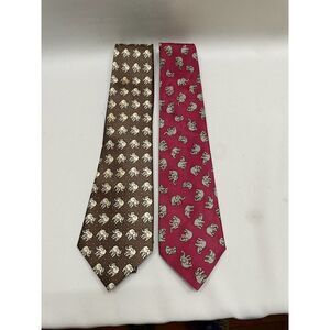 Lot of two Thai Silk Elephant Ties Men's Rene Chagal Handmade